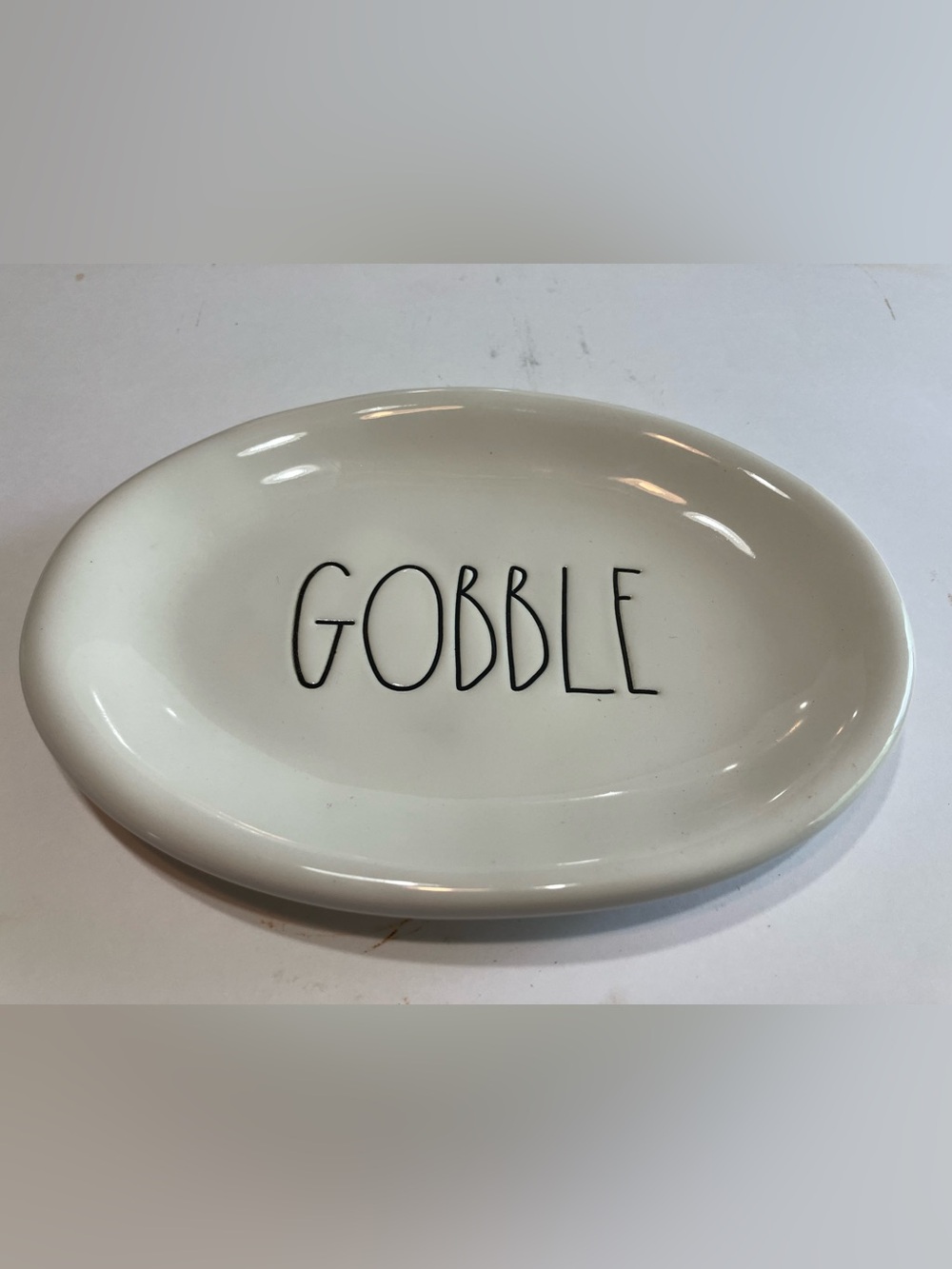 Rae Dunn by Magenta GOBBLE Large Letter Oval Plate